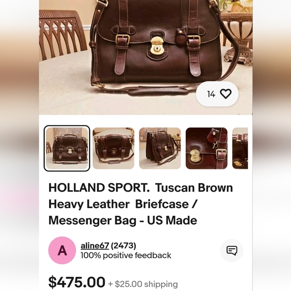 Rare Handmade Vintage Holland Sport Tuscan Brown/Burgundy Cowhide Messenger Bag - Picture 2 of 14